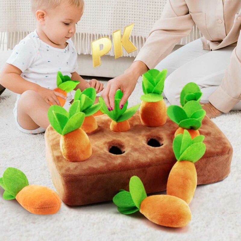Giocattoli di peluche di carota che tirano Montessori pratico apprendimento precoce estrarre il giocattolo di ravanello per l'allenamento cognitivo visivo