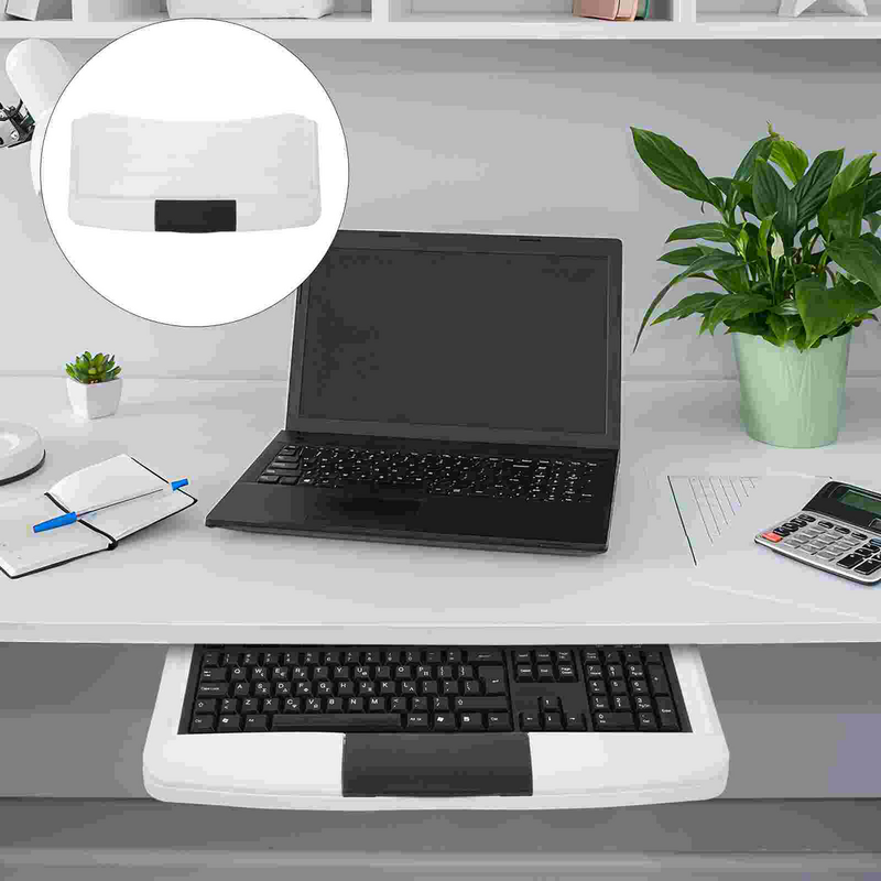 Baki Keyboard bawah meja ergonomis, Platform geser keluar untuk Mouse komputer dan Keyboard hitam