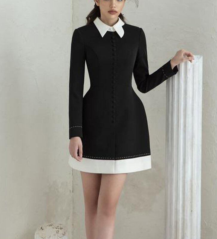 Tailor shop wenig schwarz kleid schwarz kleid Retro Schlank und dünn schwarz weibliche licht luxus kleid Semi-Formale Kleider