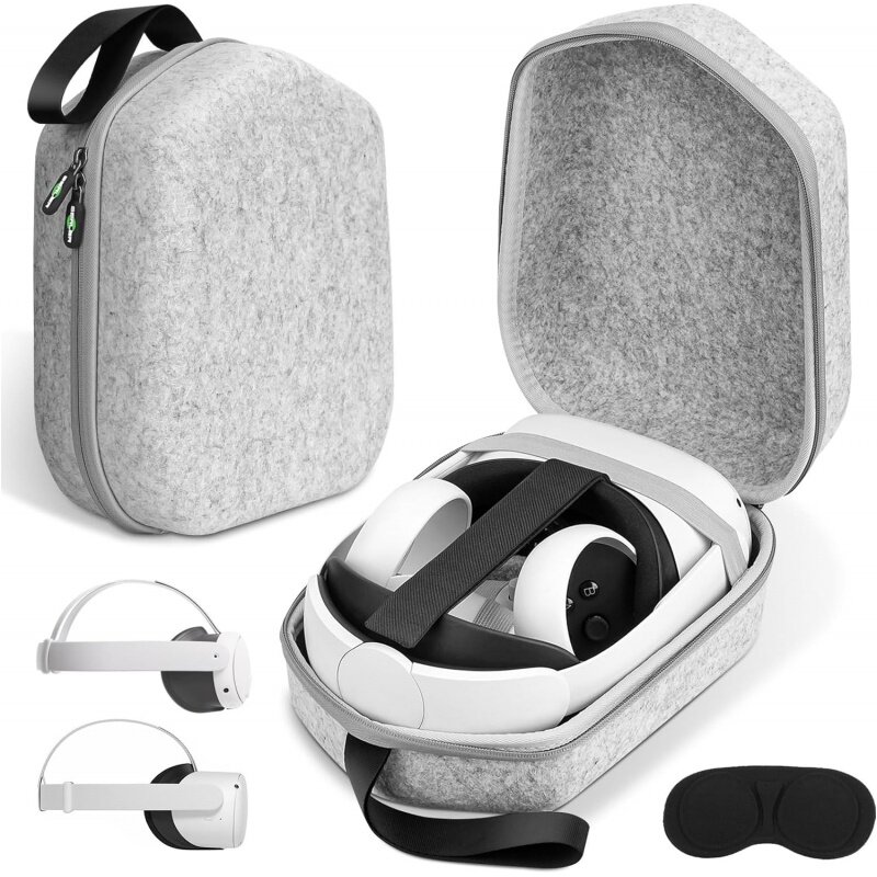Estuche de transporte duro Compatible con accesorios para auriculares y controladores táctiles Meta Oculus Quest 2/Quest 3 Versión Original/Elite VR Gaming y accesorios para viajes y almacenamiento en el hogar