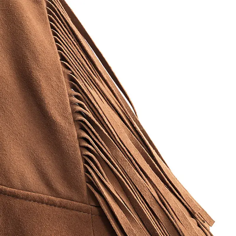 Женский винтажный жилет с бахромой, жилет из натуральной замши без рукавов в стиле хиппи 70-х годов, уличная одежда для весны и осени