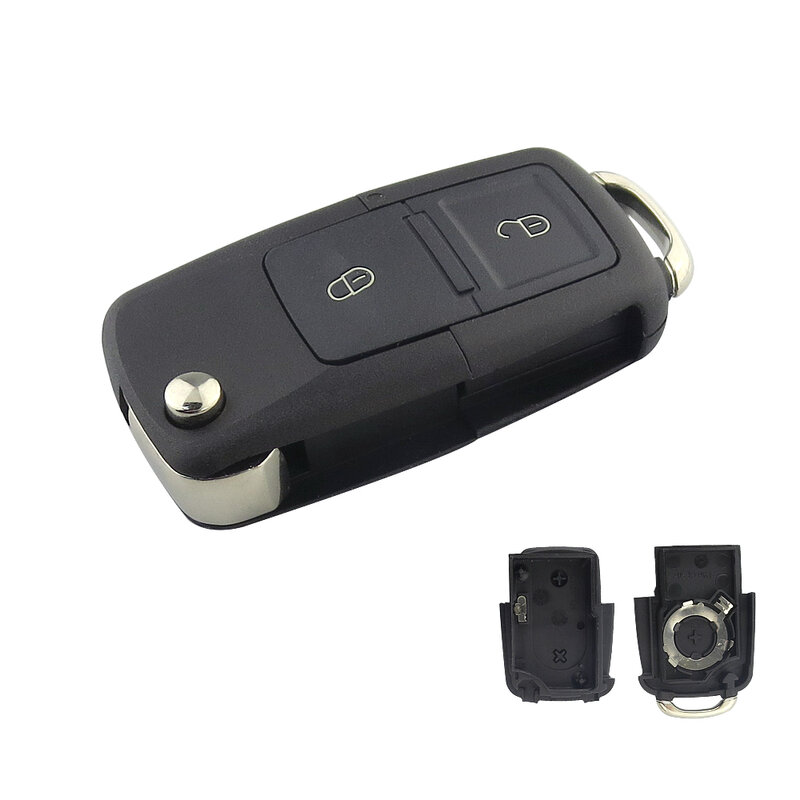 Ocontinent-Module de télécommande de voiture pliable, coque de porte-clés à rabat, 2/3 boutons, Volkswagen VW, Jetta, Golf, Passat, Beetle, Skoda, Polo B5, Mk6