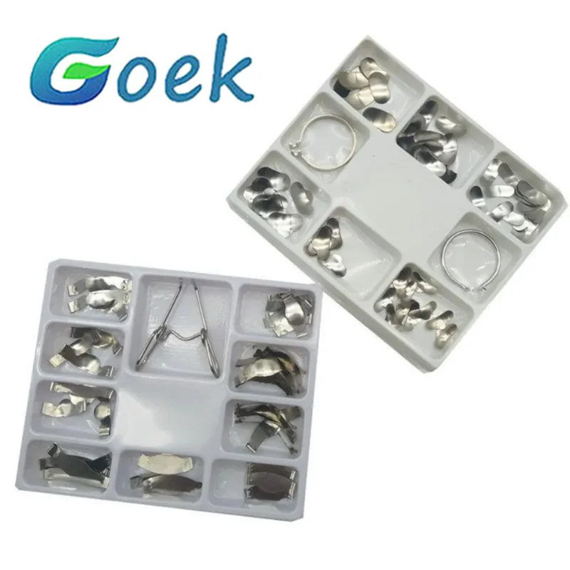 36/100PCS Dental Matrix with Spring Clip Sectional Contoured Metal Matrices Full kit for Teeth Can be Sterilized by Autoclaving