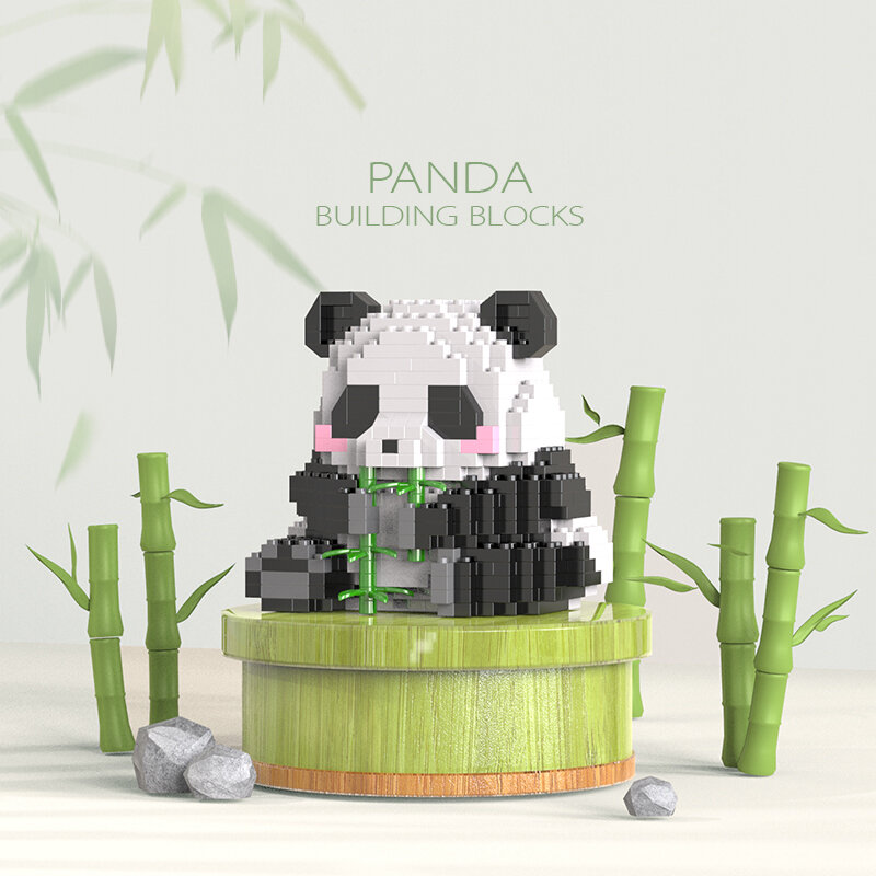 Kreative DIY monti erbare Tier niedlichen Mini chinesischen Stil Tier Panda Baustein pädagogischen Jungen Spielzeug für Kinder Modell Ziegel