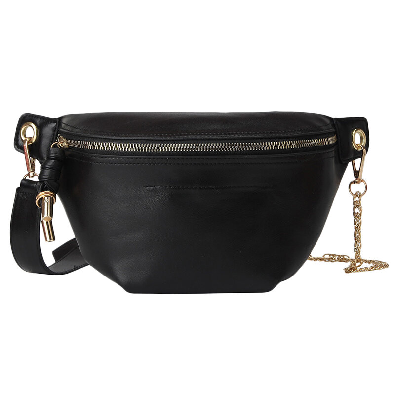 Fashion Chain Fanny Pack Waist Bag Belt Bag Women Waist Pack PU Leather Chest Bag Belly Bag