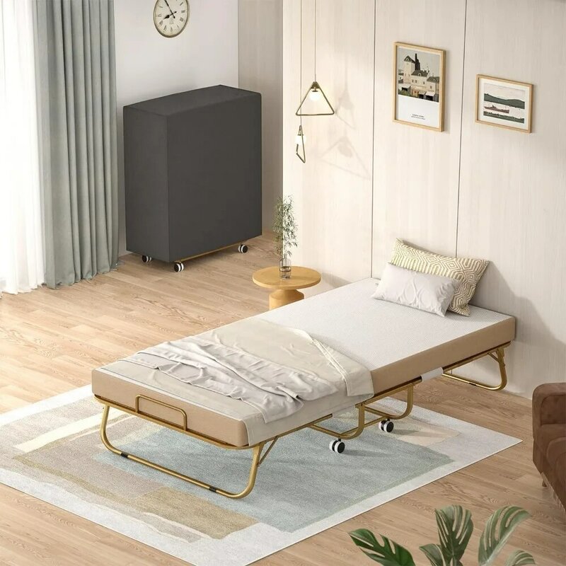 Cama plegable con colchón, cama plegable portátil con funda de almacenamiento, cama plegable para adultos con memoria