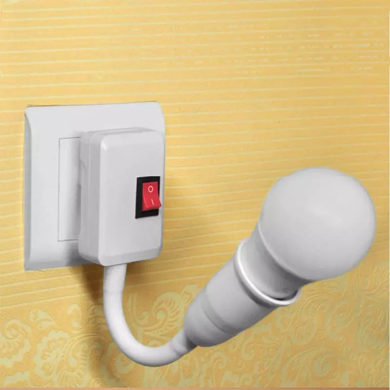 Parede Flexível Lâmpada Suporte Conversor com Interruptor, LED Cabeça Lâmpada Soquete, Conversão Base, Led Luz, UE, EUA Plug, E27