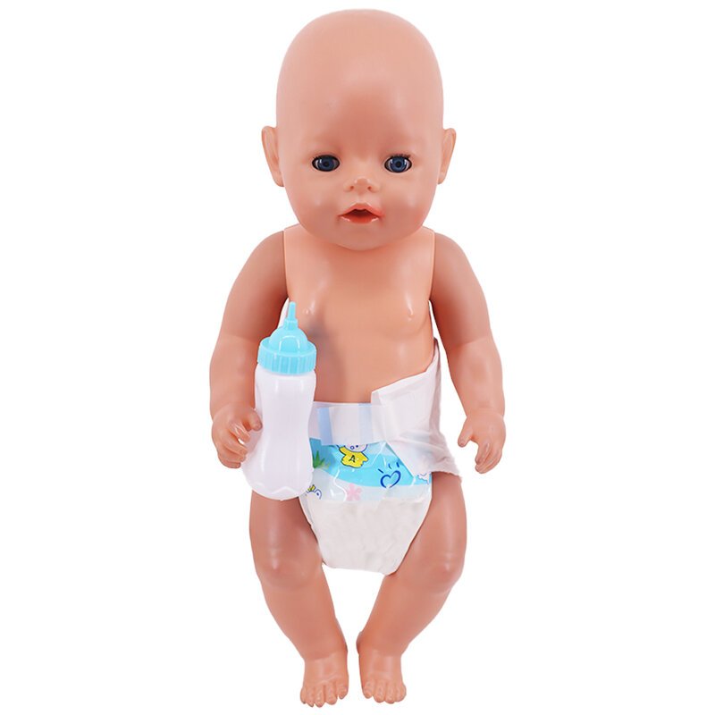 Reborn Doll Toy Acessórios para meninas, talheres de plástico, chupeta, suco e garrafas mágicas leite, itens de banho, brinquedos Dollhouse Girl, Pop, 18"