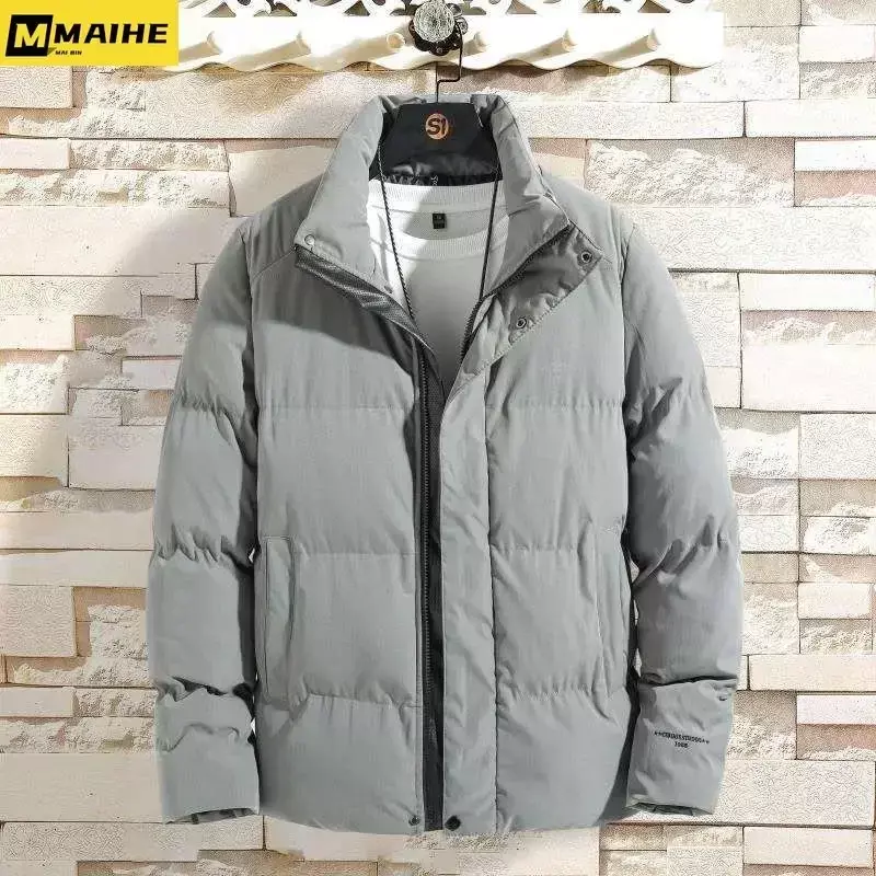 Jaqueta masculina de algodão à prova de vento, colarinho luxuoso, casual, confortável, elegante, inverno