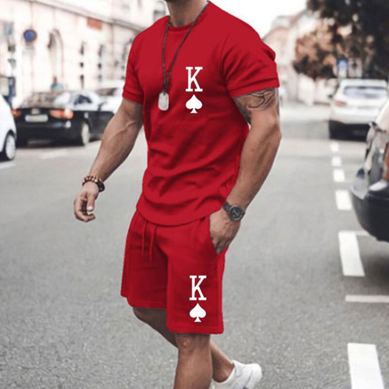 New Arrival Summer Tracksuit For Men Solid Color Short Sleeve T Shirt Shorts 2 Piece Set Oversized Casual Suit Male Clothes
