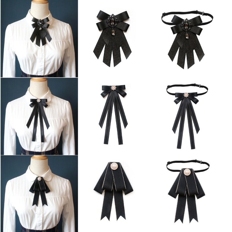 Wedding Bowtie Brooch Pin Crystal Shirt Jabot Collar Pretied Bowknot Necktie Drop Shipping