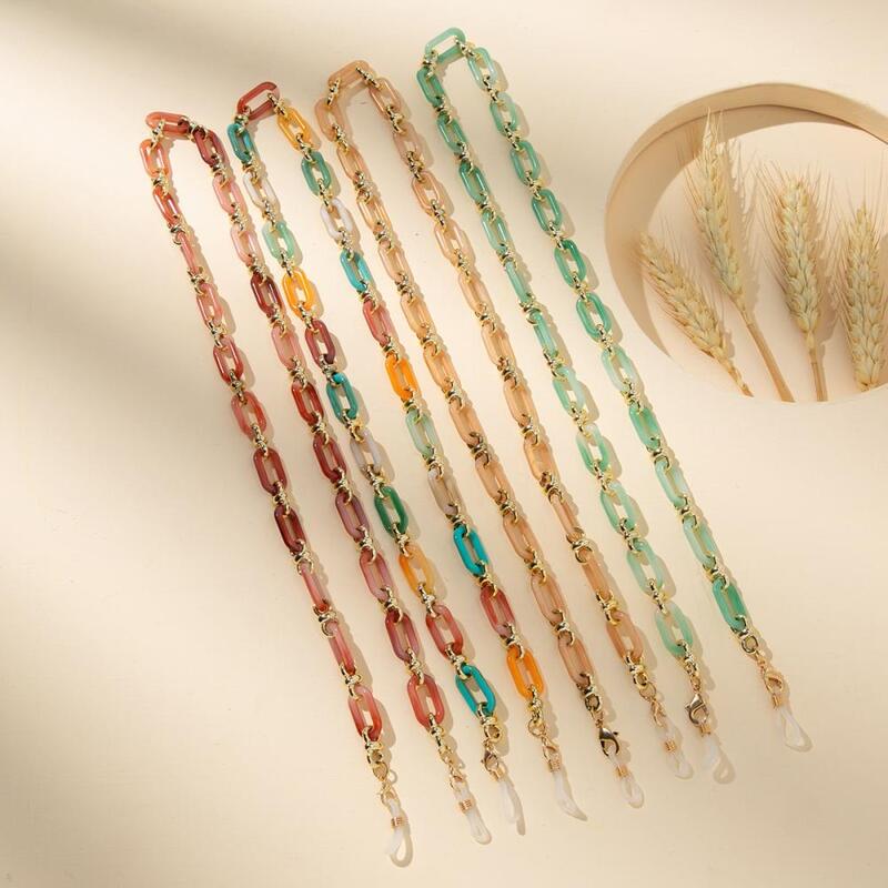 Fashion Colorful Eyewear Lanyard Acrylic Metal Beaded Glasses Chain For Women Anti-Drop Sunglasses Holder Rope Face-Mask Chain