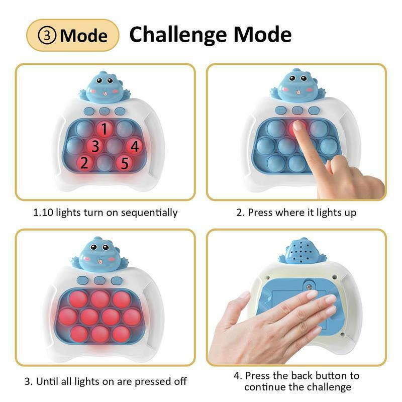 เกม popping PUSH It สำหรับเด็กคอนโซลเกมที่พัฒนาขึ้นมีไฟลายของเล่น Montessori ไดโนเสาร์แบบบีบสำหรับเด็ก