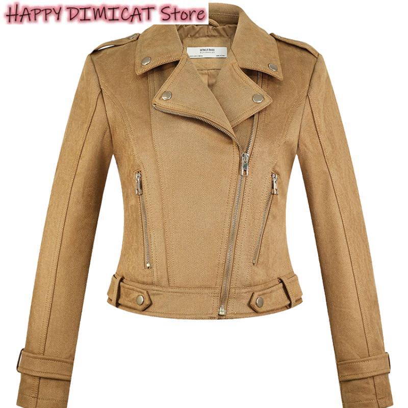 여성용 가죽 재킷, 느슨한 플러스 사이즈, 스웨이드 짧은 코트, 벨트 포함, 모토 바이커, 시크 상의, 가을, 겨울