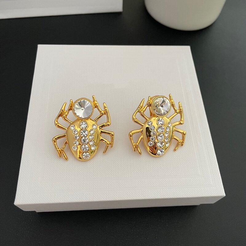 European and American Fashion Vintage Crystal Inlaid Spider Ear Clips Women's Earrings Jewelry Accessories