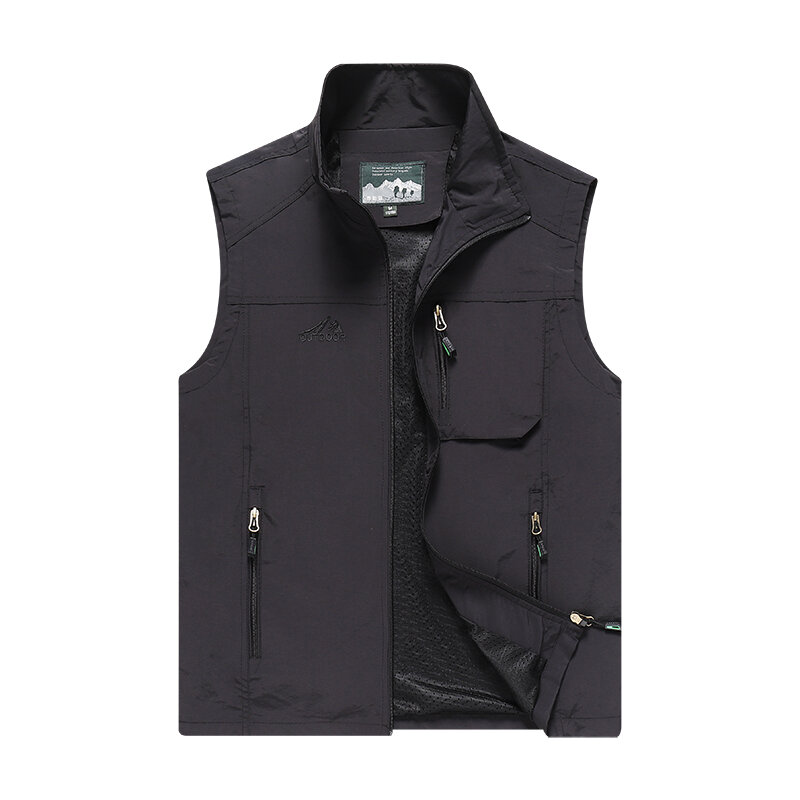 Spring and Summer Men's Vest Casual Fashion Outdoor Fishing Photography Waterproof Top Tactical Multi Pocket Sleeveless Jacket