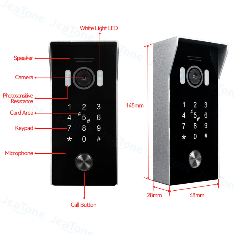 JeaTone Tuya bel pintu Video nirkabel, kamera bel pintu 960P Video pintu ponsel tahan air IP65 penglihatan malam
