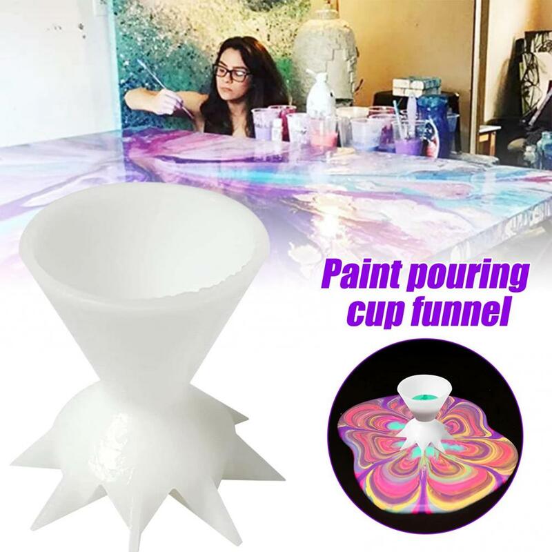 Pintura reutilizável derramando Split Cup, 7-Leg Funil, Fácil de Usar, Pintura Padrão Flor, Pintura Acrílica, Mini