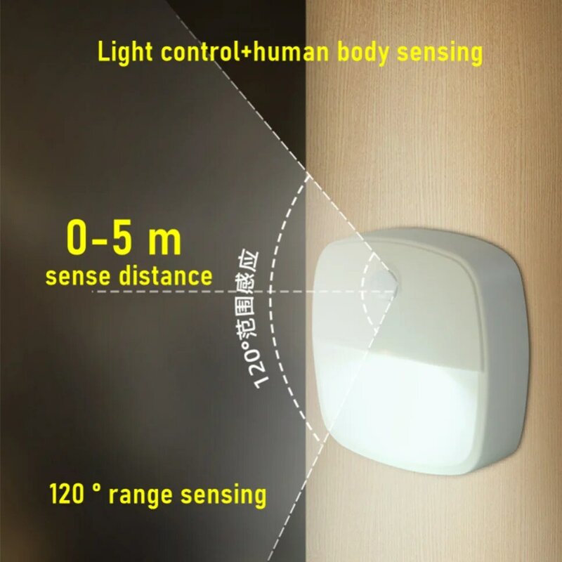 2Pcs Sensor de Movimento Luz Sem Fio LED Night Lights AAA Battery Powered Quarto Wall Staircase Closet Corno Corpo Indução luzes