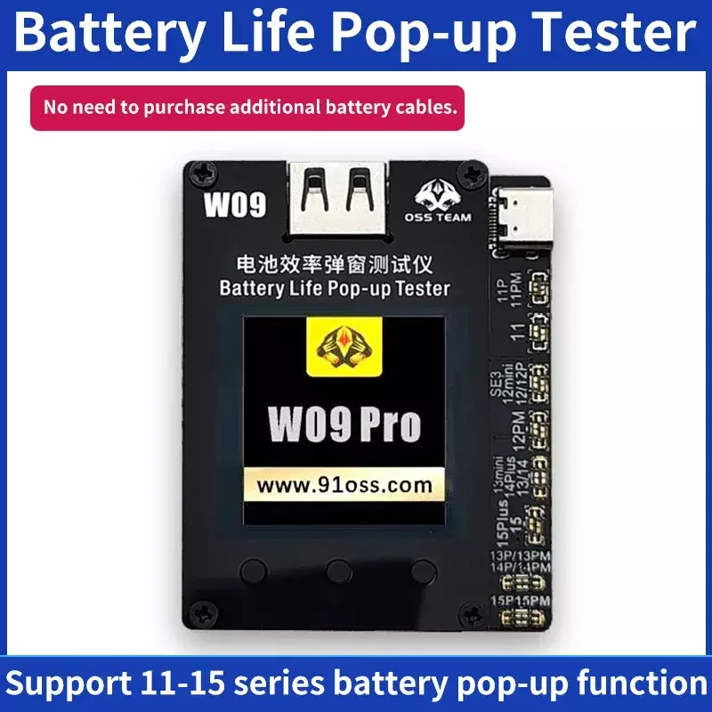 Programador de batería OSS team W09 Pro V3 para iphone, batería de 11-15PM, salud cambiada a reparación emergente 100%, sin necesidad de cable flexible