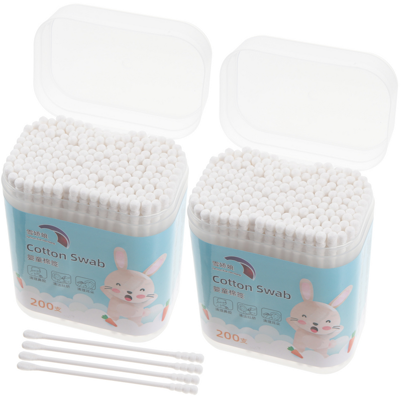 400 buah/2 kotak penyeka hidung bayi, kertas stik katun untuk perawatan bayi