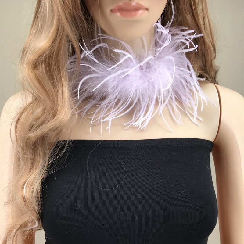 Natural Ostrich Feather Women Pendant Necklace Chokers 2024 peach fuzz Luxury Beautiful Banquet Fashion Choker For Party