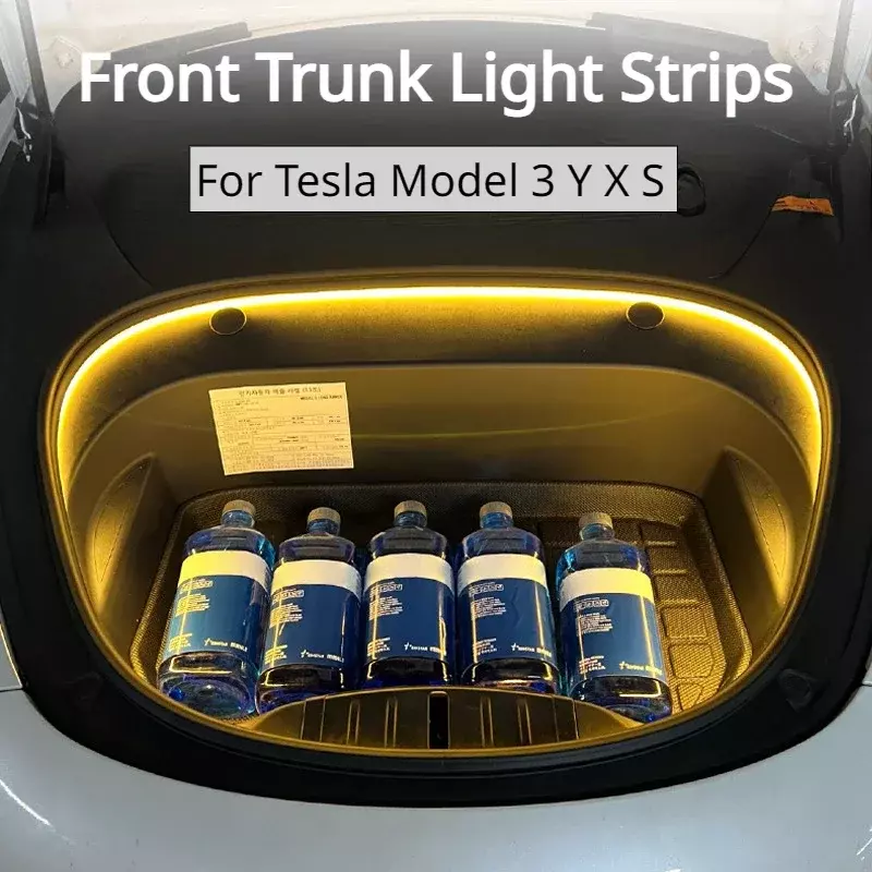 Tira LED para iluminar el maletero delantero, luz Flexible e impermeable de silicona para Tesla Model 3 Y, 12V, bricolaje