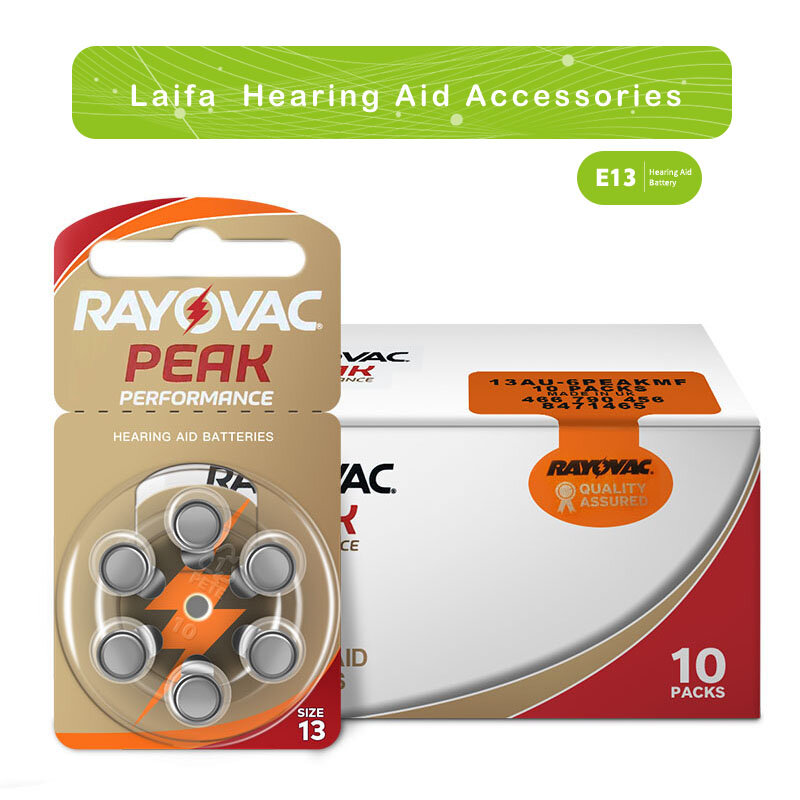 Rayovac Peak Hearing Aid Batteries 60 PCS Zinc Air 1.45V A13 13A P13 PR48 For BTE RIC Hearing Aids Sound Amplifier Dropshipping