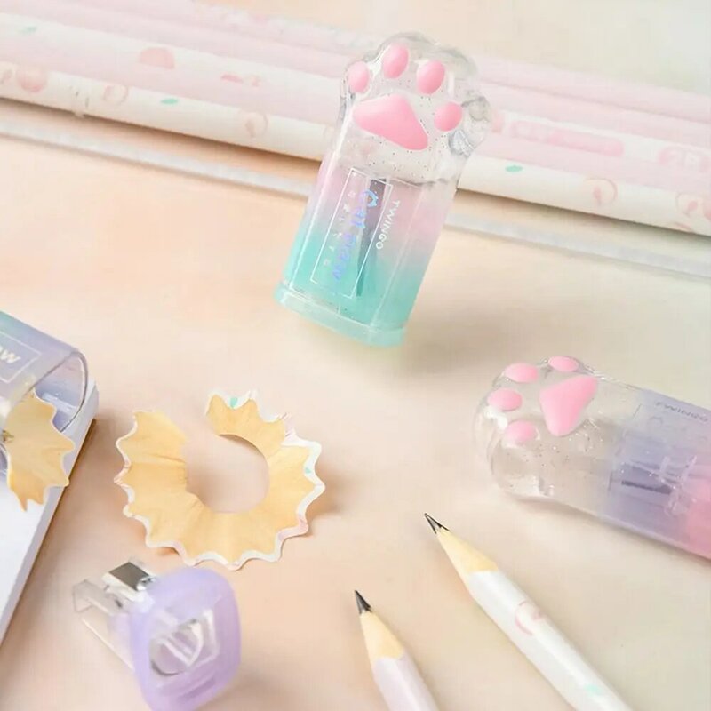 Creative Cat Claw Pencil Sharpener Portable Cute Stationery Supplies Gradient Color Lovely School Supplies Student Stationery