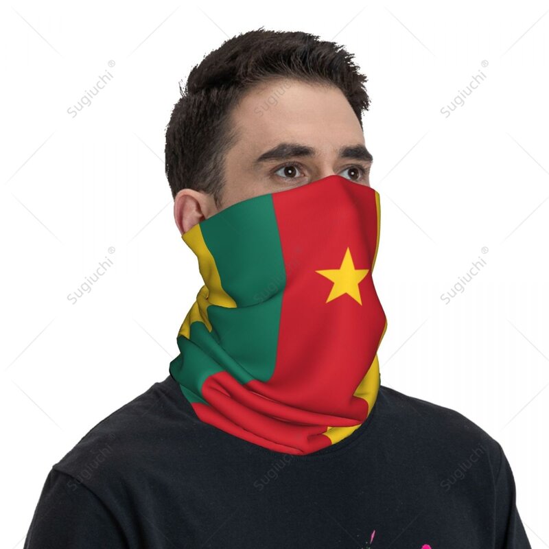 Syal masker wajah uniseks, ikat kepala bendera Kamerun, syal leher hangat untuk bersepeda mendaki