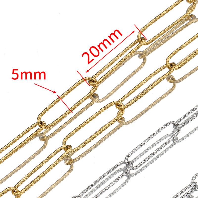 2Meters 1Meter Stainless Steel Textrued Long Oval Link Chains Necklace Chain Bracelet Jewelry Making DIY Accessories Handmade