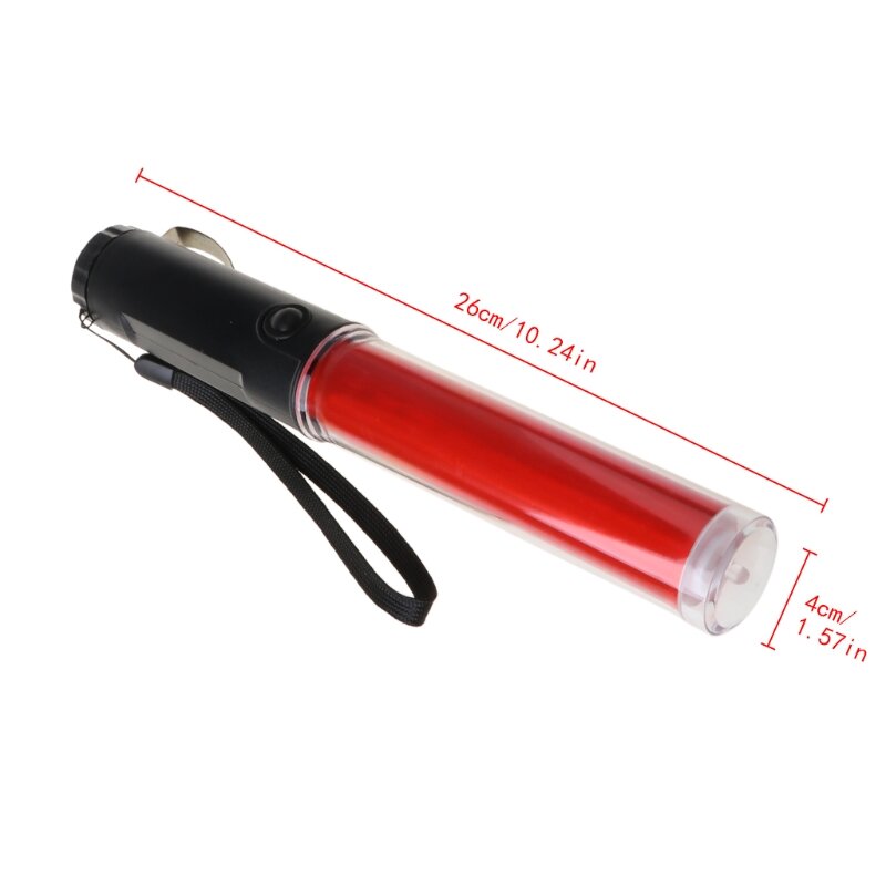 Y1UB 강력한 LED 손전등 플라스틱 교통 지팡이 토치 블리자드 플래시용 4가지 모드