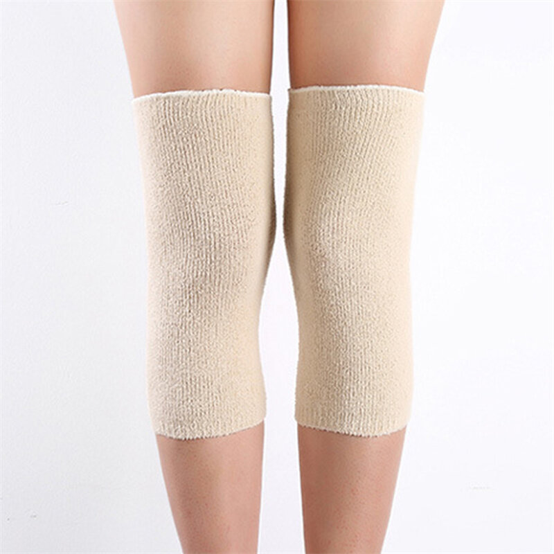 1 Pasang Bantalan Lutut Hangat Musim Dingin Alat Pelindung untuk Wanita Tua Pria Bantalan Lutut Dukungan untuk Musim Semi Warna Solid Pelindung Lutut Lari