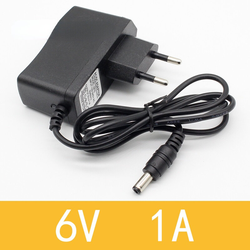 電圧変換アダプター6v1a AC 100v-240v,6v 1a 1000ma,EUプラグdc 5.5x2.1mm,1個