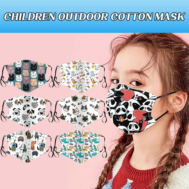 1pc Children Outdoor Cotton Dustproofs Reusable Face Mask Cartoon Cute Animal Print Mask Odorless Irritation-Free Comfort Mask