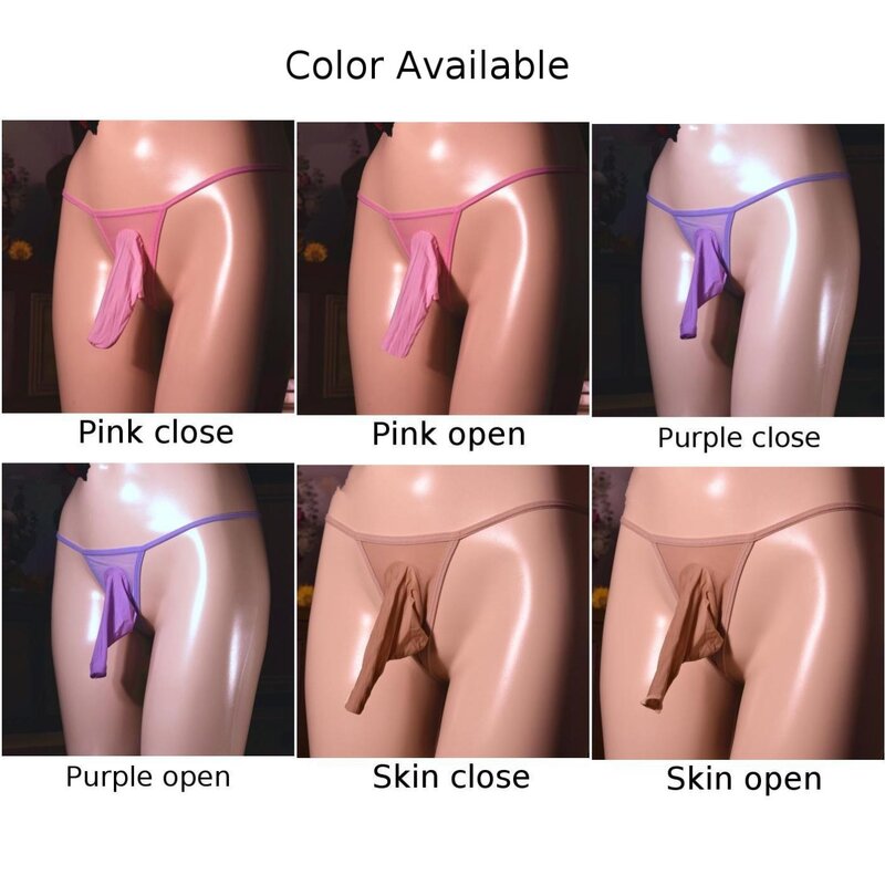 Mens G-String Underwear Sexy Soft Pouch Open/Close JJ Peni Sheath Low Waist T-Back Thong Exposed Butt Panties Breathable Briefs