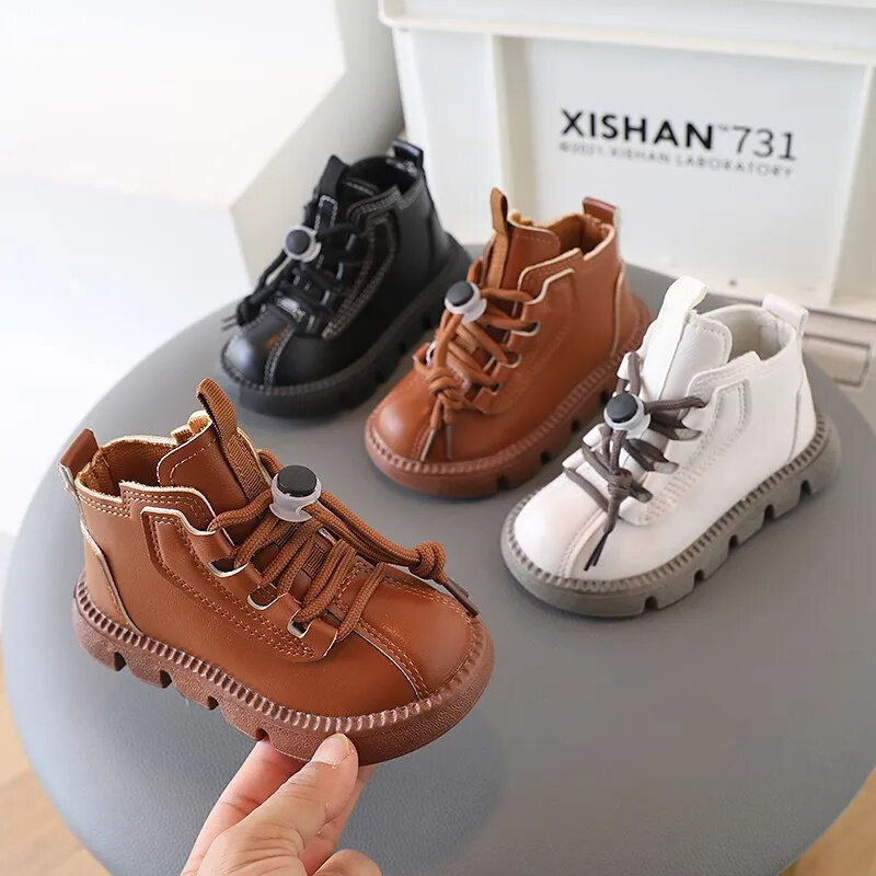 2024 Autumn Spring Girls Boots Fashion Toddler Boy Shoes 1-14 Years Boys Sneakers Casual Non-slip Kids Adolescent Martens