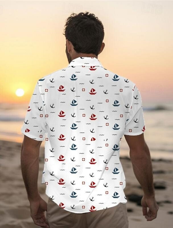 Kemeja pria, baju pantai Hawaii, baju liburan Harajuku motif 3D, ukuran besar, kasual baru musim panas