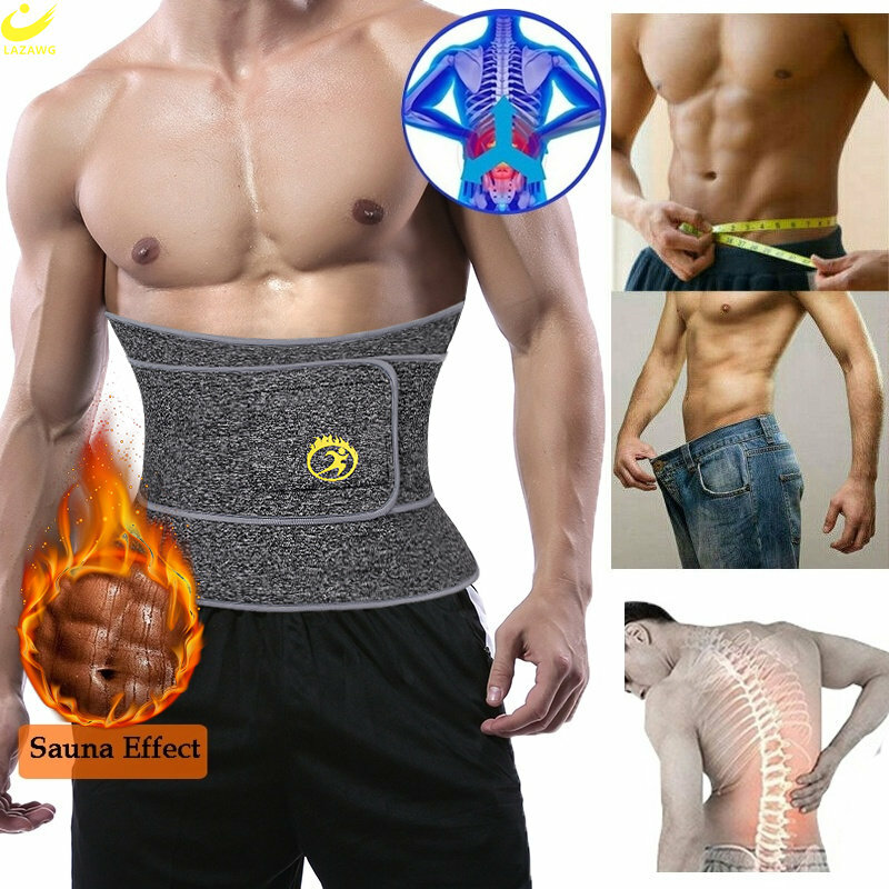 Lazawg homens cintura trainer neoprene cinto suor cinto perda de peso cinta emagrecimento espartilho cintura cincher corpo shaper esporte