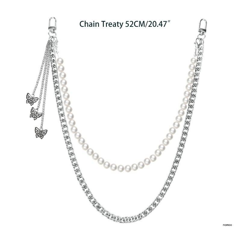 Damskie, trójwarstwowe, metalowe spodnie fałszywymi perłami i koralikami na Key Chai