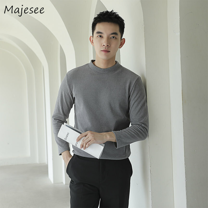 Męskie topy termiczne do domu przystojny odzież Basic z okrągłym dekoltem w stylu Casual Ins koreański stylowy minimalistyczna odzież zimowa nowość popularna