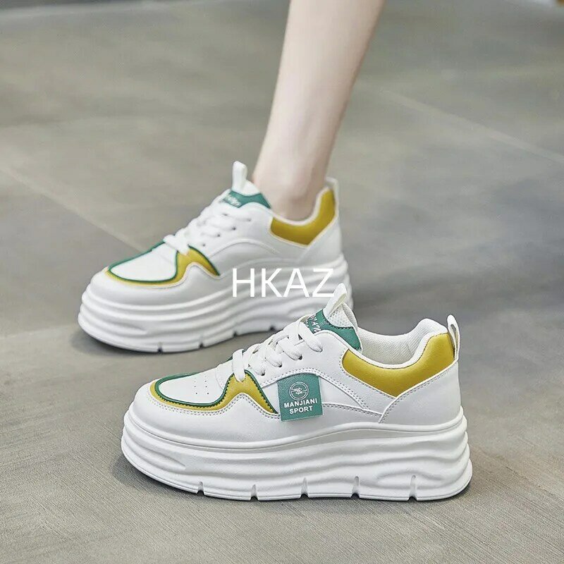 Platform Sports Shoes Woman Fashion Sports White Shoes Trendy Low-cut Mesh Woman Breathable Elastic Sneakers New Spring Summer