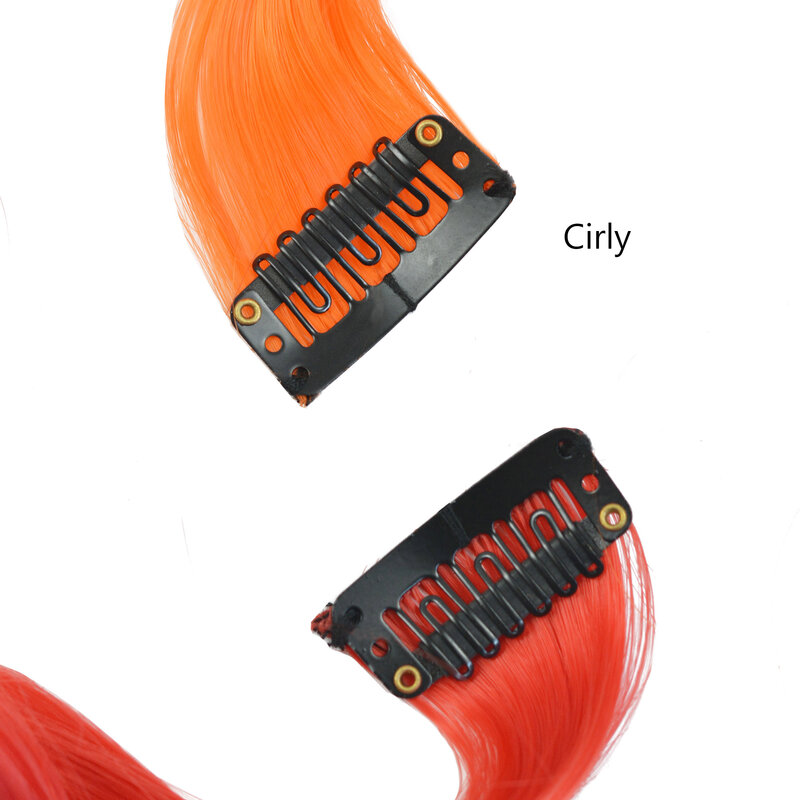 Postizos sintéticos de Color puro, extensiones de cabello de una pieza con Clip, resistentes a las llamas, 12 colores