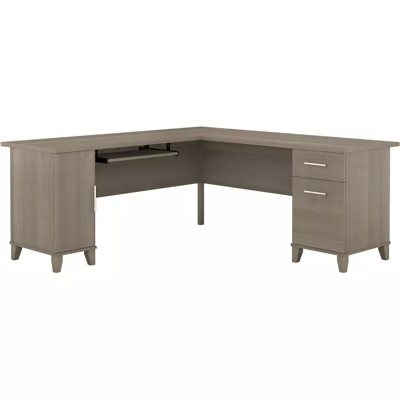 Кустарниковая мебель Somerset, L-образный стол с хранилищем | Угловой компьютерный стол для дома и офиса, 72 Вт, пепельно-серый