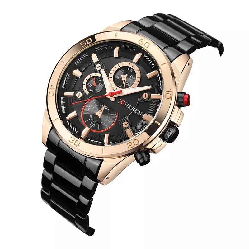 Curren-8275 homens aço inoxidável impermeável quartzo relógio de pulso, luxo esportes relógio, Top Band, relógio analógico