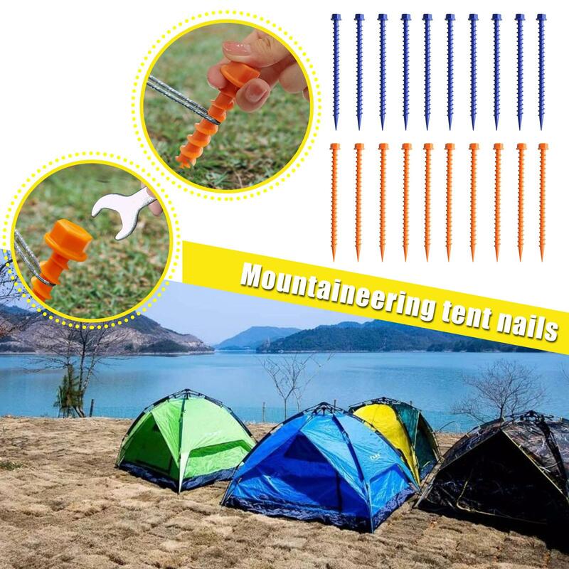 10PCS Plastic Tent Hook Stakes Camping Tents Accessories Ground Support Nails Peg Screw Shelter Tent Stakes Pegs