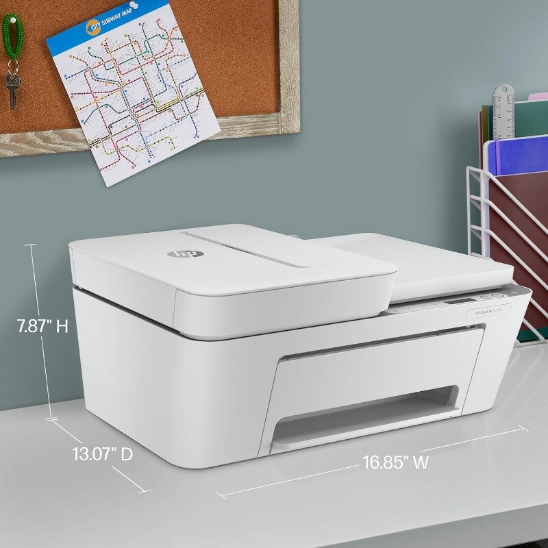 Mobile Printing Wireless Color Inkjet Printer, Print, Scan, Copy, Easy Setup, Best for Home, HP+ Instant Ink, White