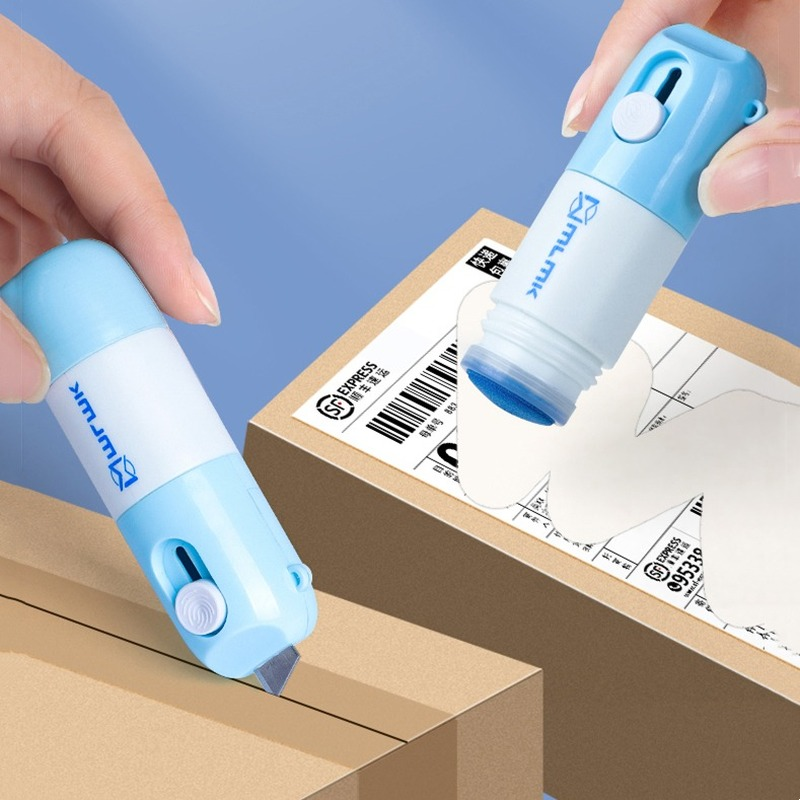 Przenośny papier termiczny korektor płynny z paczką Unboxing nóż 2-in-1 powszechnej informacji gumka otwieracz do pudełek klej w sztyfcie