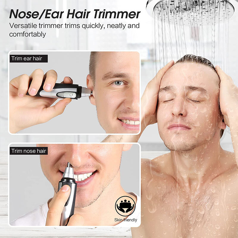 Lâmina de barbear elétrica para homens e mulheres, lâmina de aço inoxidável 360, impermeável, para sobrancelha, facial, bateria, nariz, orelha, removedor de cabelo