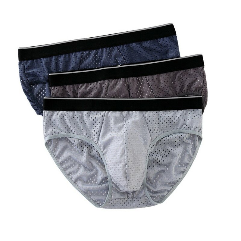 Men Underwear Ice Silk Mesh Breathable Briefs Summer Comfortable Boxer Soft Elasticity Panties Triangle Thong Quickly Dry Pants